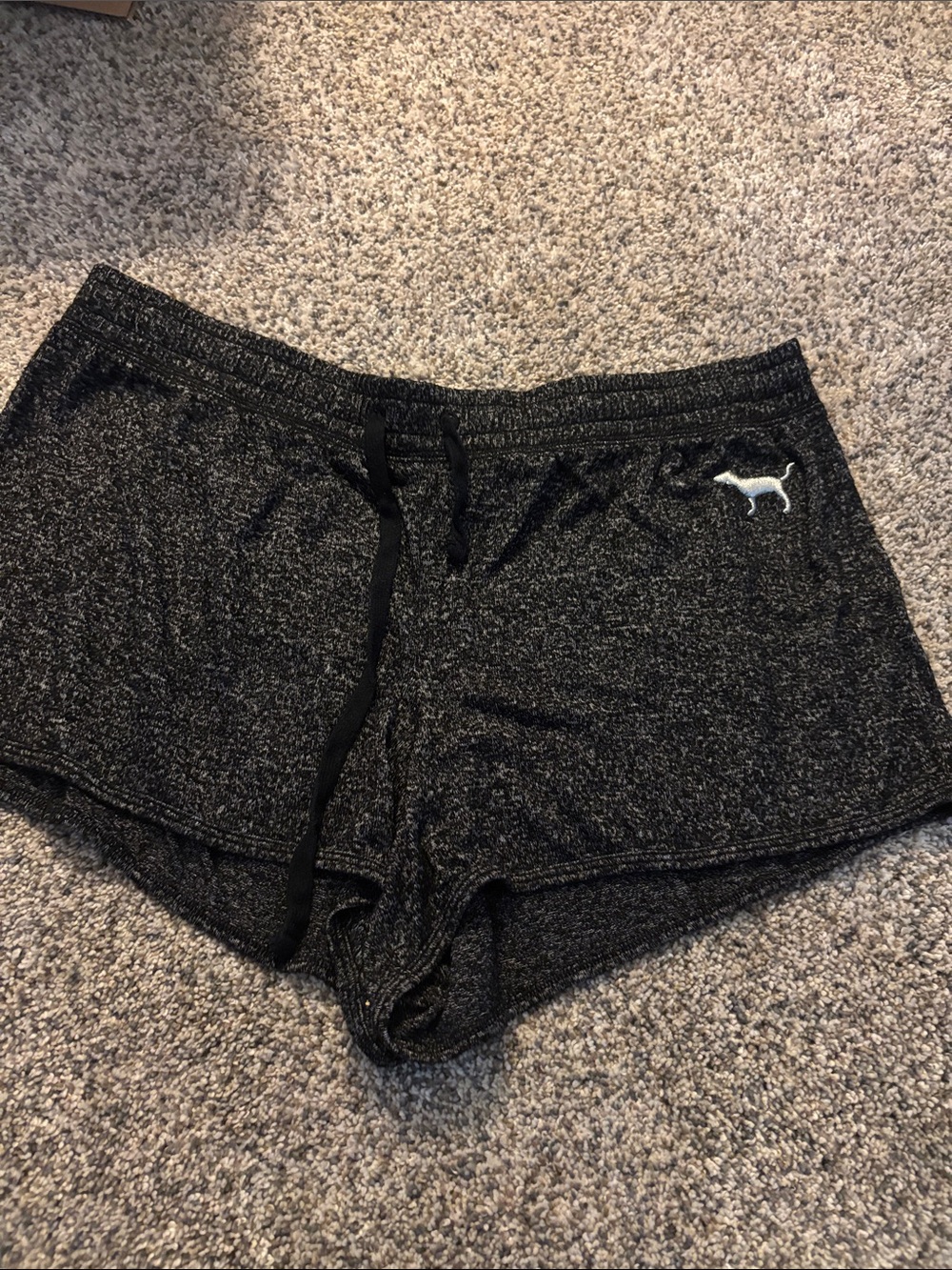 PINK Victoria's Secret Black Marled Athletic Lounge Shorts